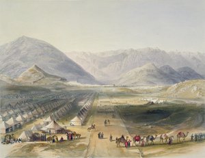 Lager der Kandahar-Armee unter General Nott, außerhalb der Mauern von Kabul, beim Abzug der Briten aus Afghanistan, Tafel 5 aus 